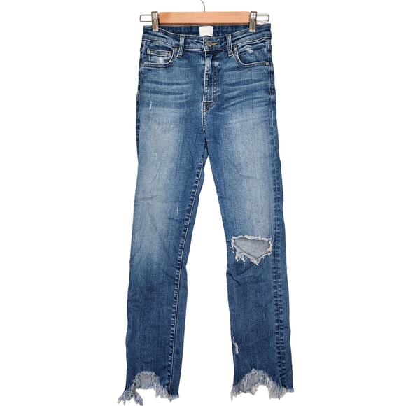 Jonathan Simkhai Standard River High Rise Straight Leg Fringe Hem Jeans 26 - Picture 1 of 7